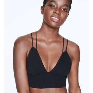 NWT VS PINK black smocked bralette - MEDIUM